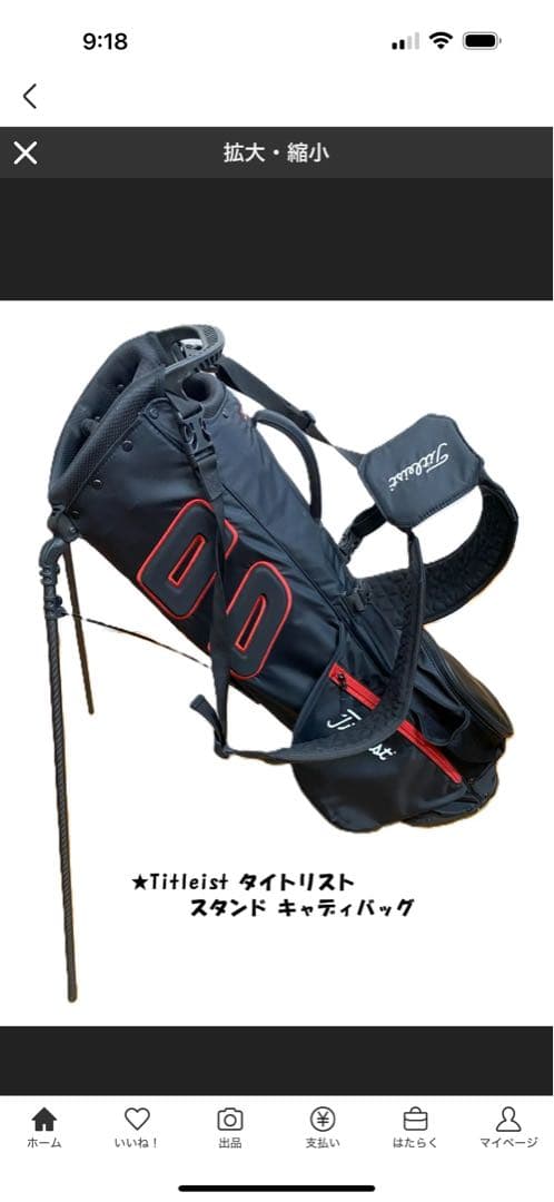 Titleist スタンドキャディバッグ 黒/赤