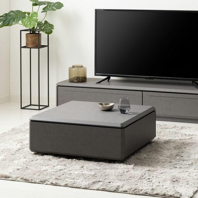 【新品・未開封】セラミック調ローテーブル/センター　グレー（暮らしのデザイン）