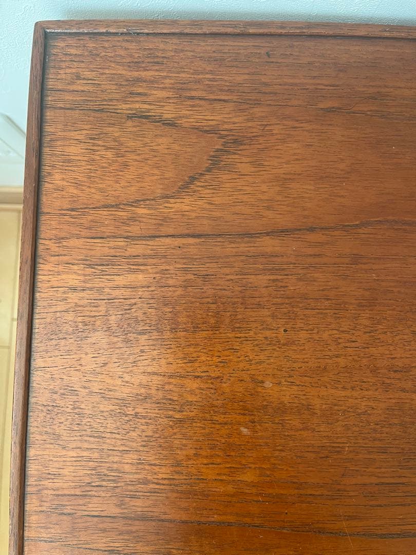 アンティーク　木製サイドテーブル スラット棚付き