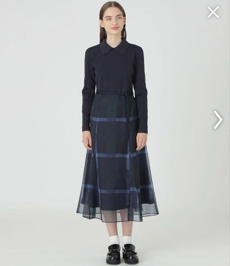 《美人百花》チェックオーガンプリントコンビドレス