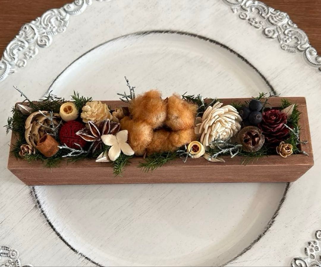 ボックスアレンジメント　横置きタイプ　ブラウンコットン