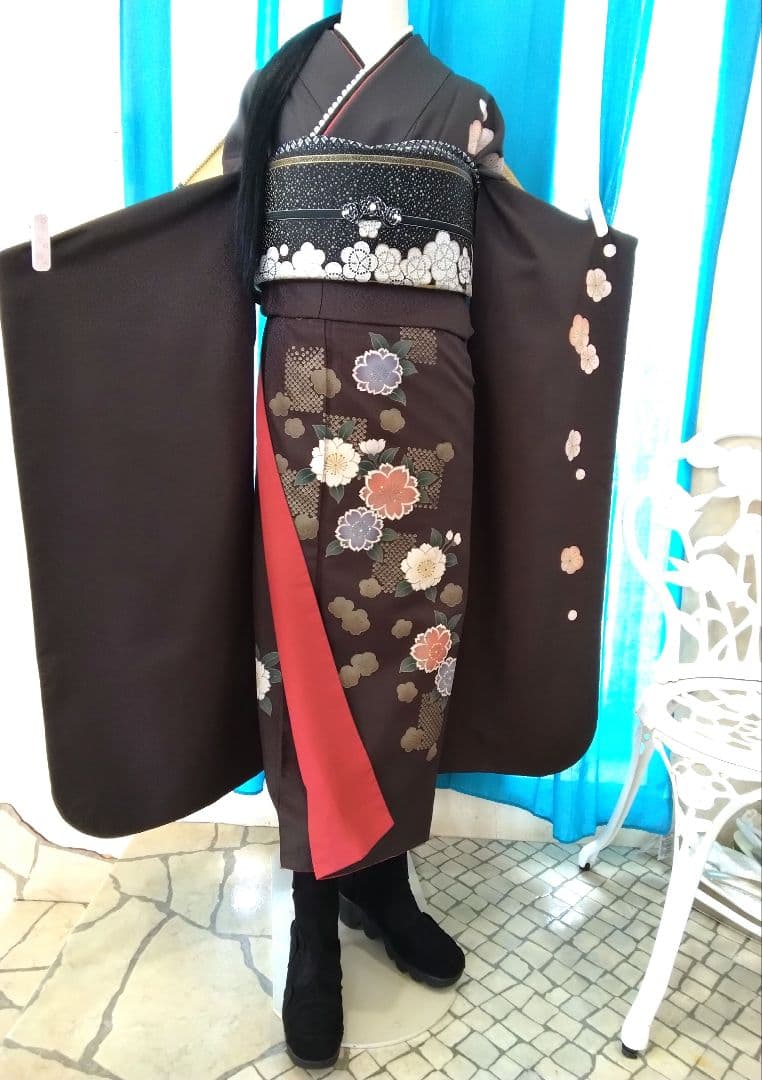 振袖フルセット、化繊振袖成人式、重ね衿、帯揚げ帯締め、西陣袋帯、襦袢