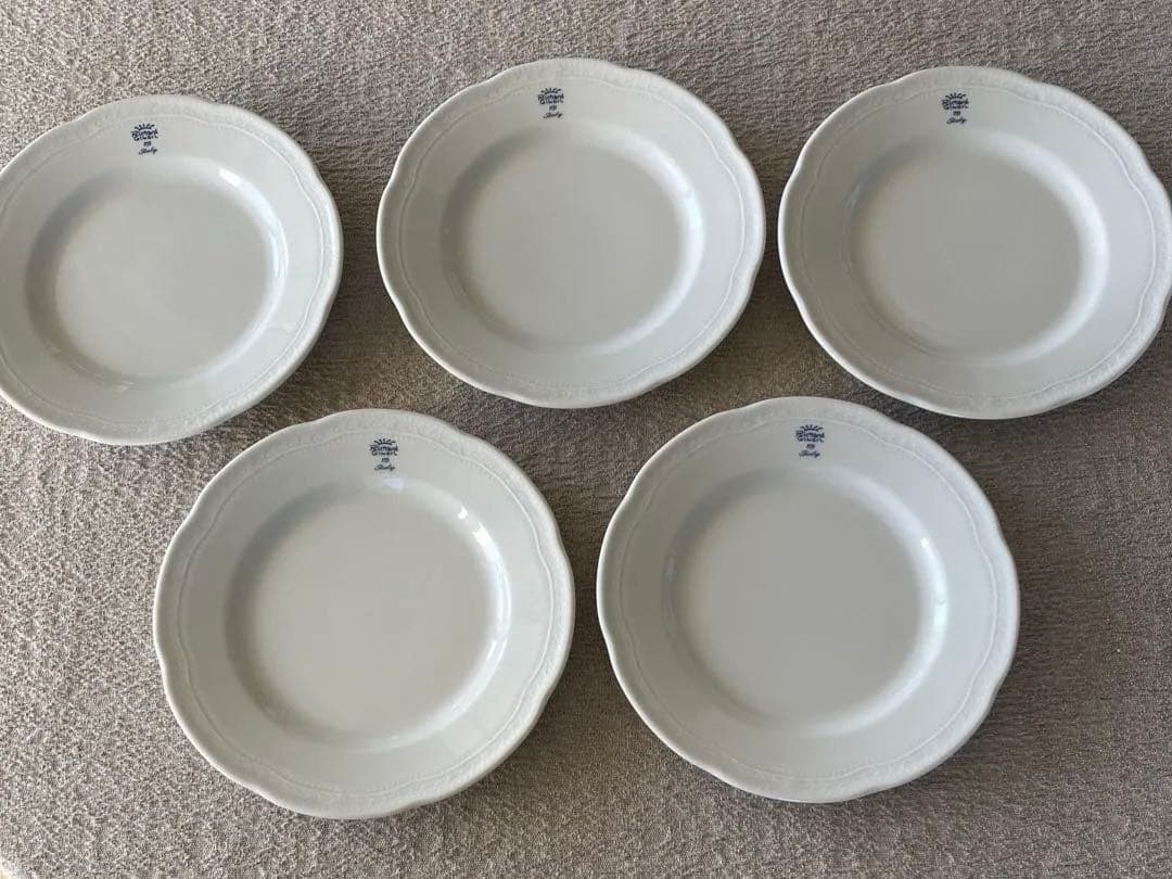 ボンジョルノブルーロゴ Murat white サラダ皿　５枚