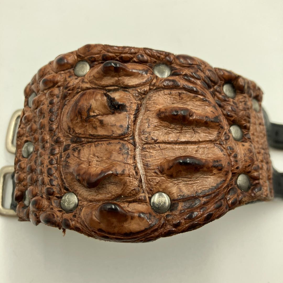 公*o様 【希少】KMRII　レザーブレスレット ダブルバックル クロコ型押し