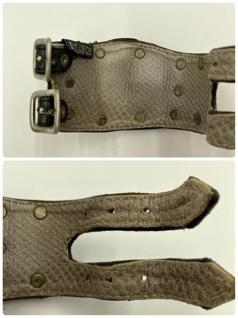 公*o様 【希少】KMRII　レザーブレスレット ダブルバックル クロコ型押し