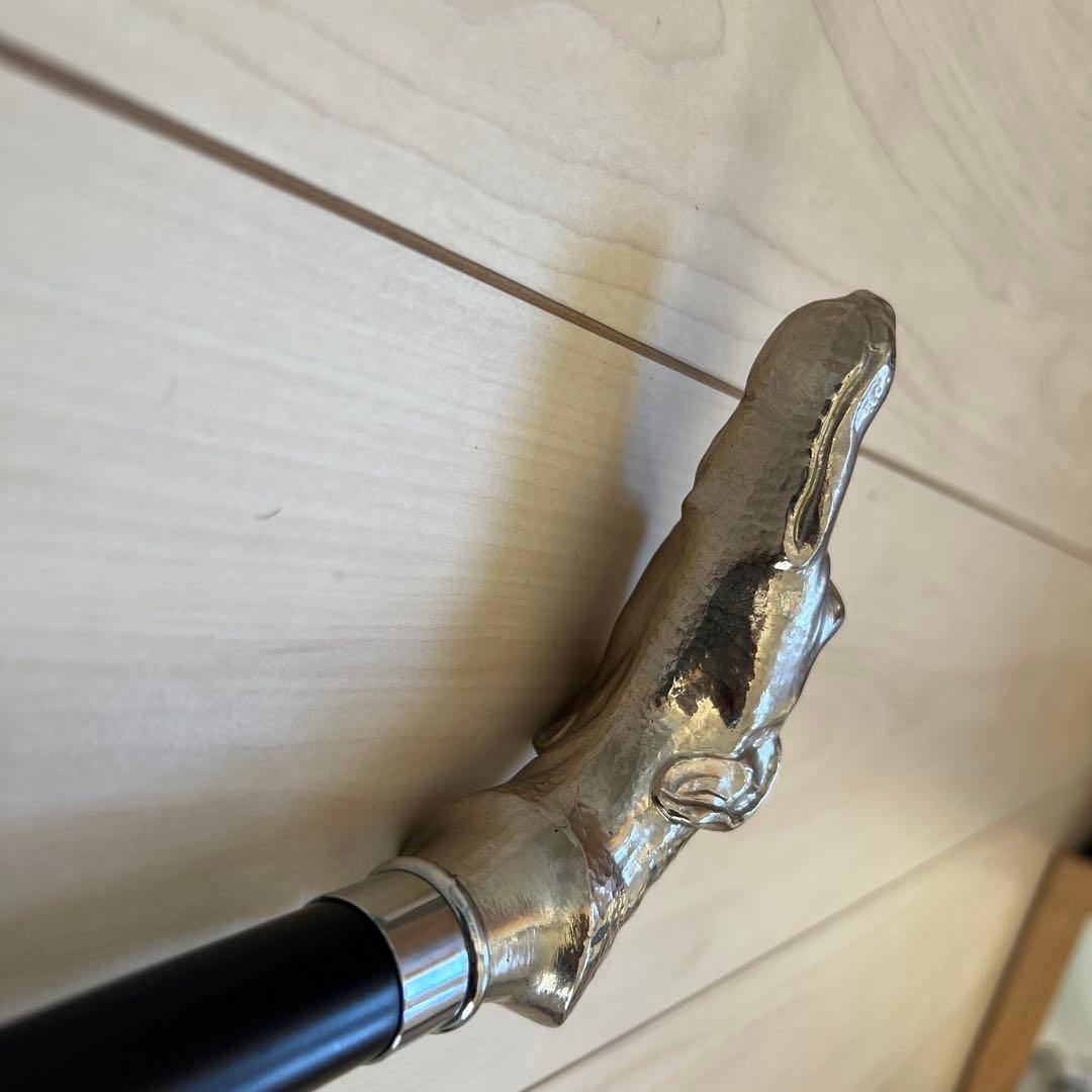 【オシャレステッキ】英国 アニマル おしゃれステッキ 銀 犬