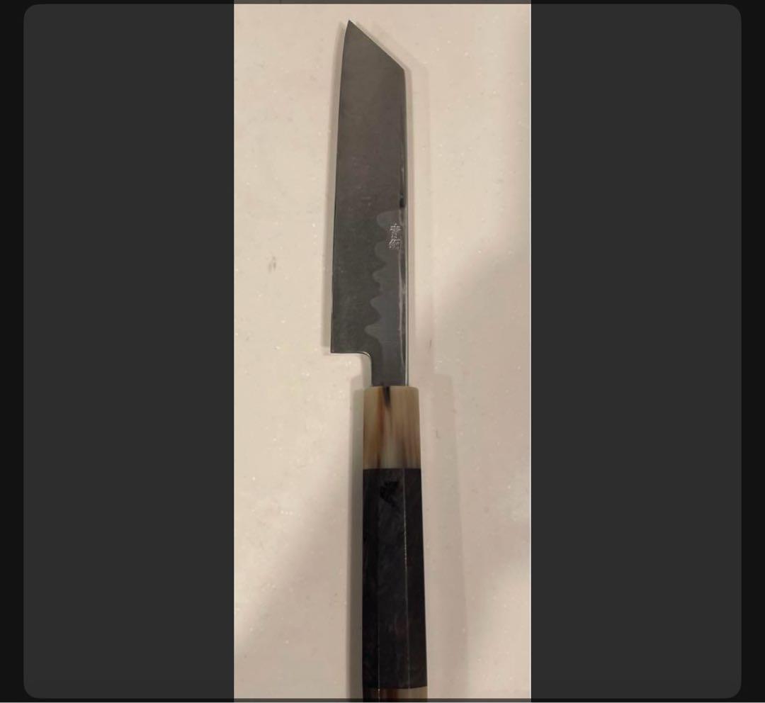 高鳳　剥きもの　切付け　6寸　水牛　黒檀　八角　青鋼　値下げあり