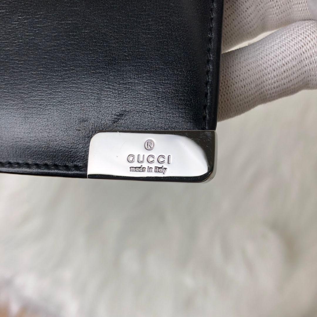 GUCCI グッチ 二つ折り財布 折り財布 シルバープレートロゴ