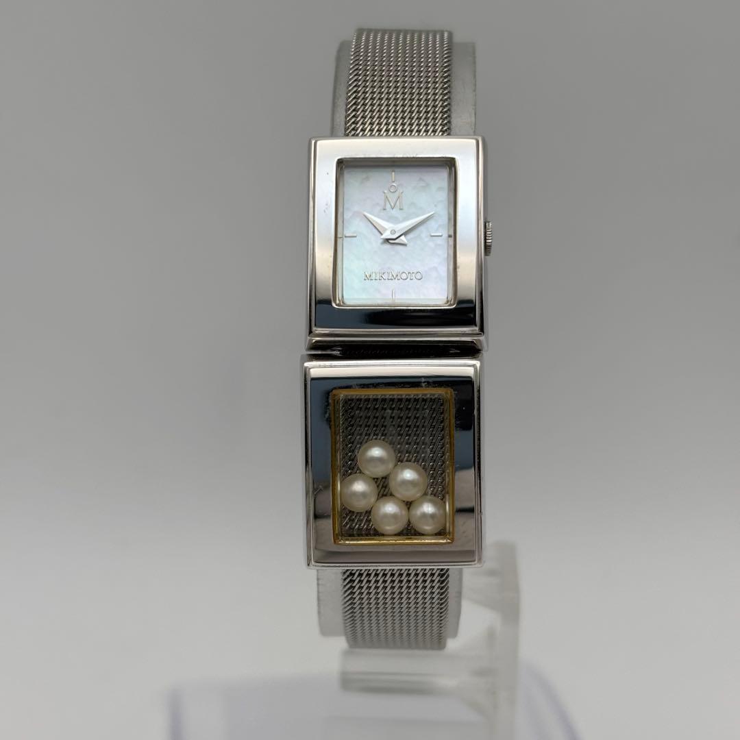 新品電池 ミキモト パール 腕時計 クォーツ シェル文字盤 スクエア 稼動品