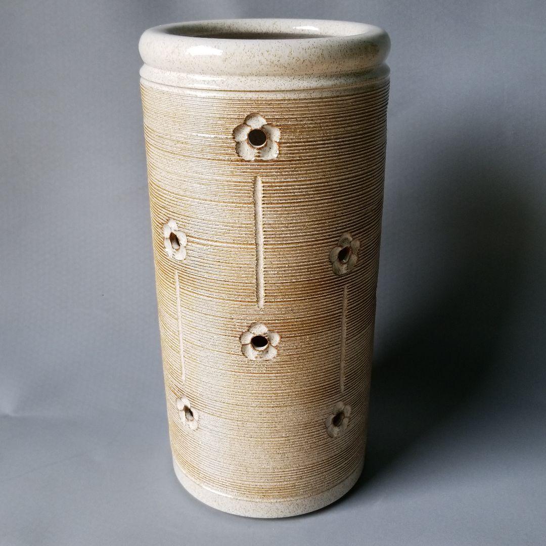 信楽焼傘立て  白花小紋 高さ４７cm