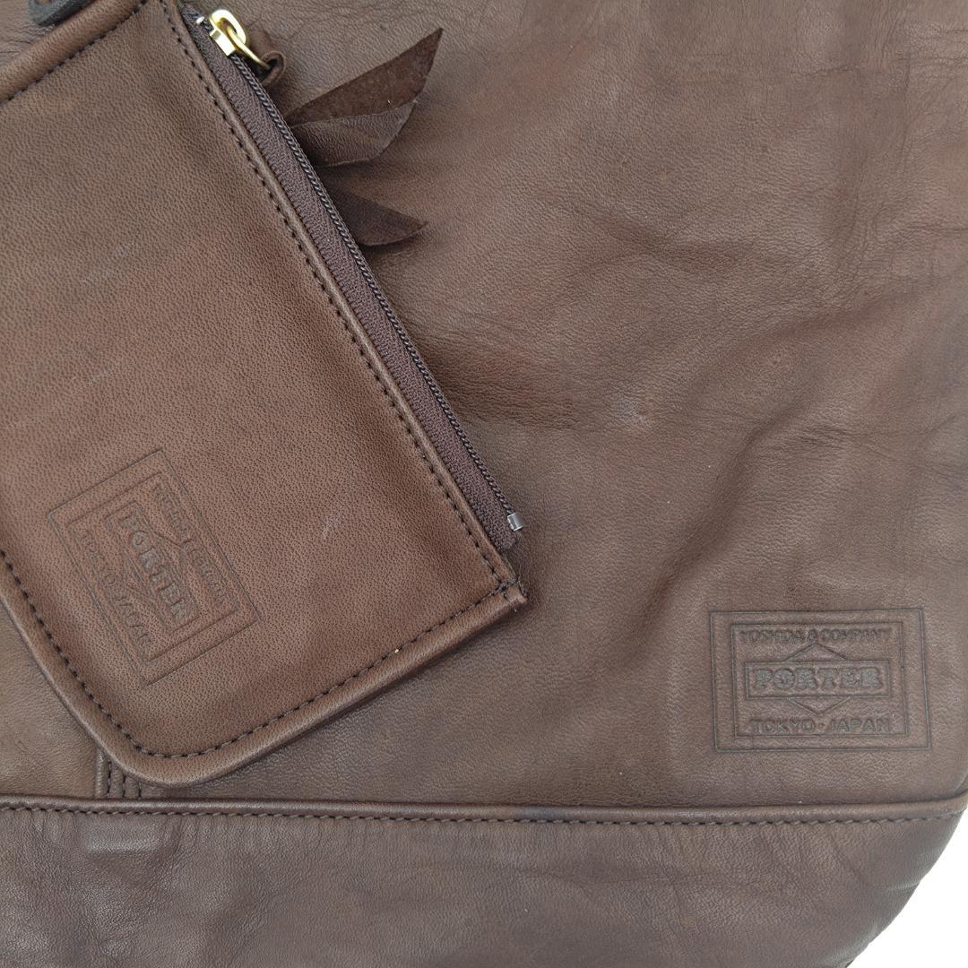 PORTER FRANK ポーター ブラウンレザー トートバッグ ポーチ