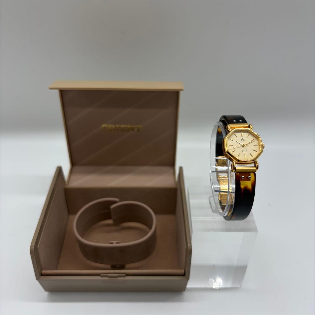 【稼働/新品電池】オリエント ブレイン オクタゴン べっ甲 レディース クォーツ