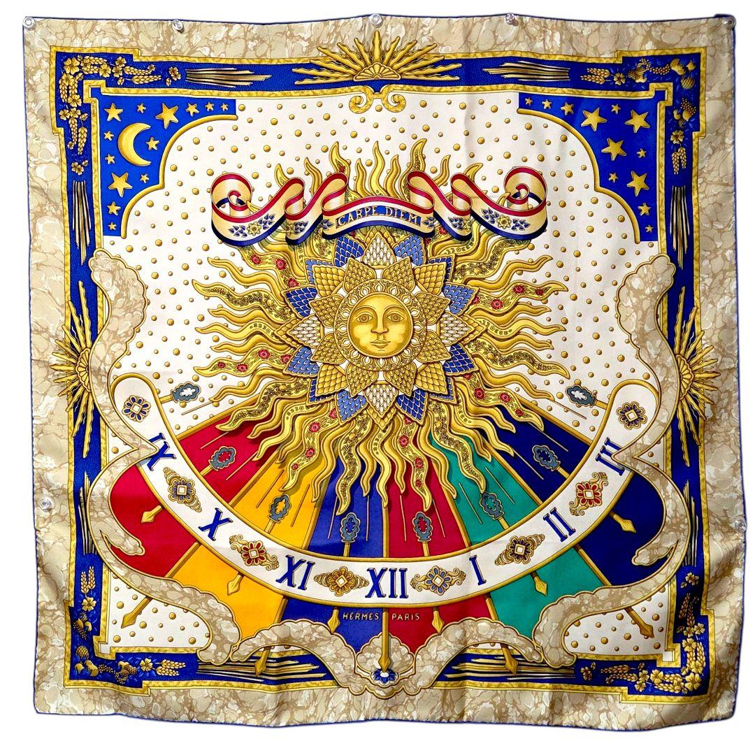 エルメス カレ90 CARPE DIEM 今日1日を楽しむ シルクスカーフ 人気