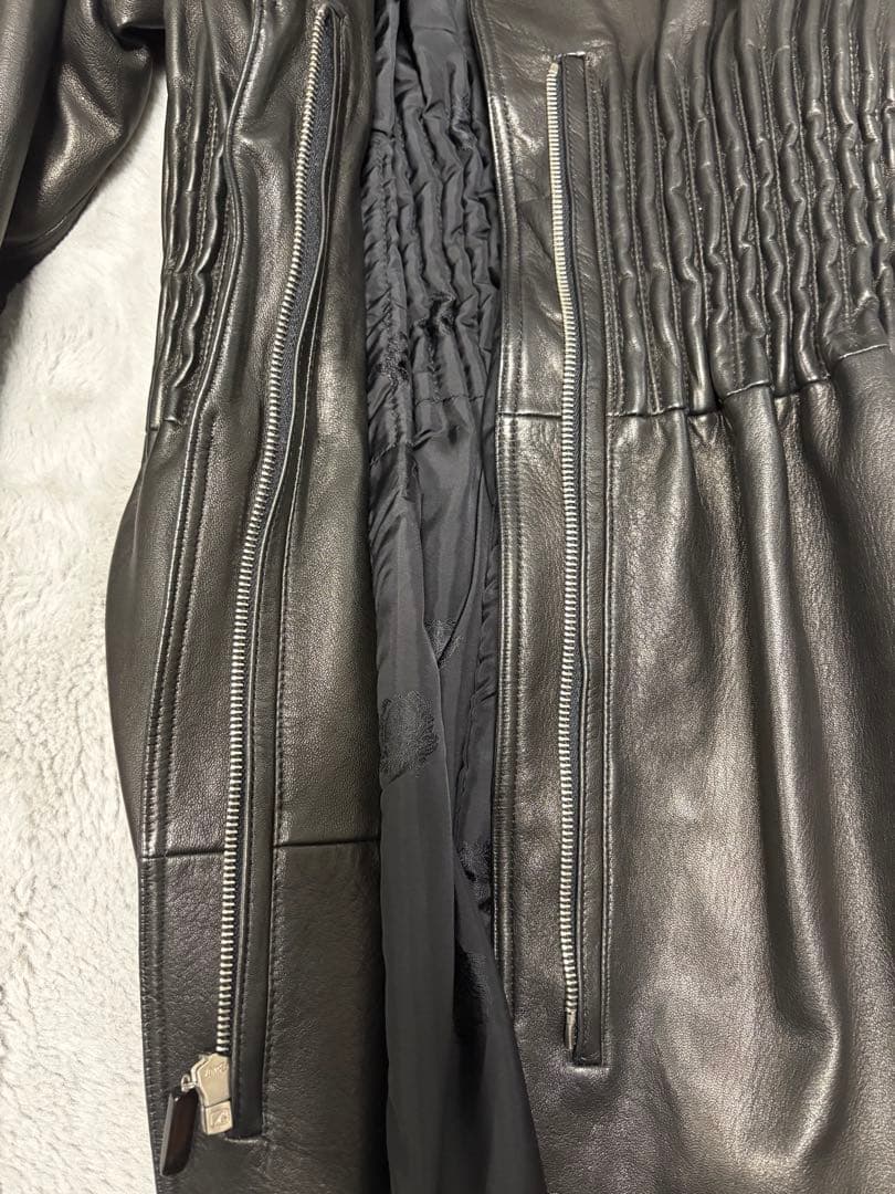 GIANNI VERSACE ヴェルサーチ ブラックレザー ロングジャケット