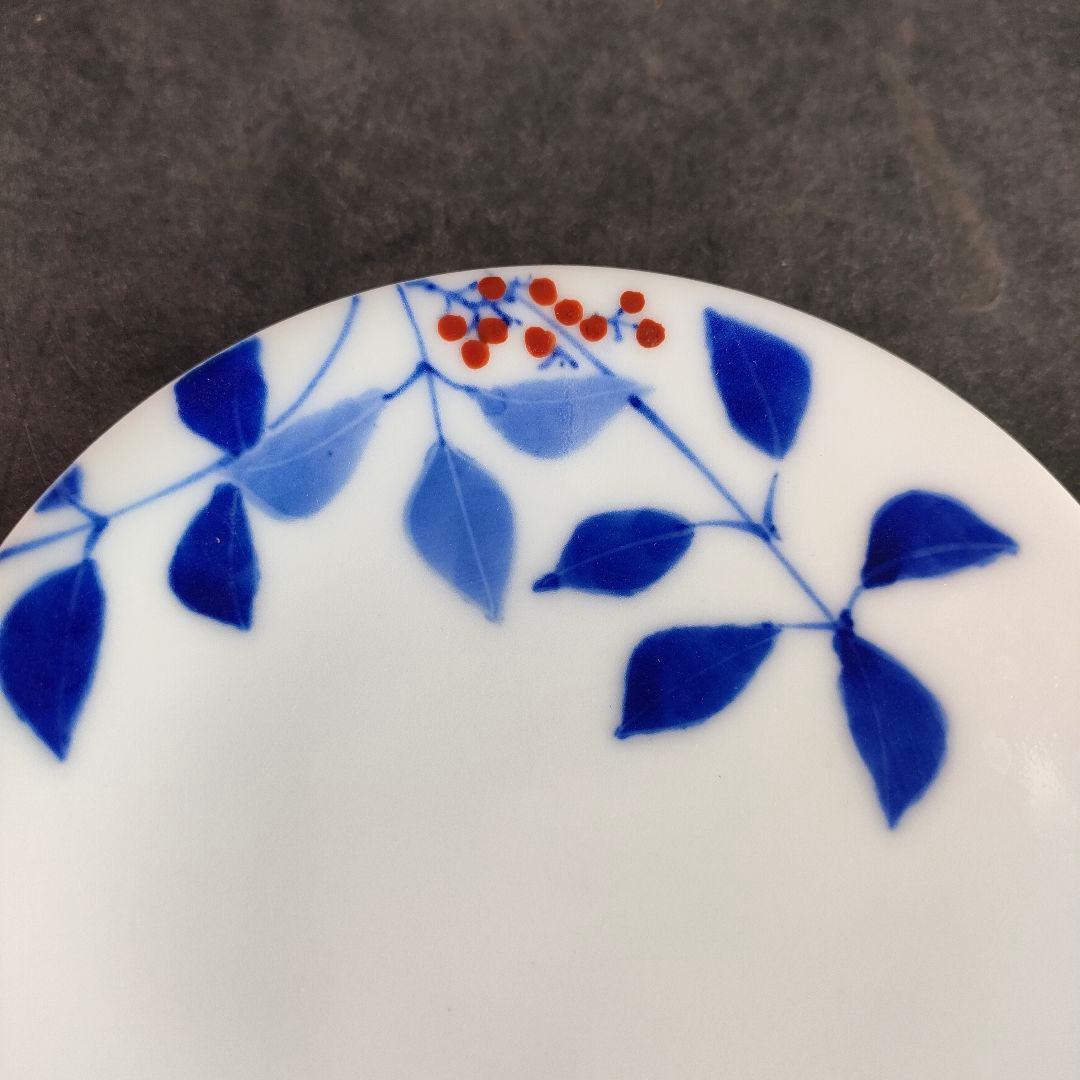 C17-1/平安柏泉造/染付南天図文皿19客/向付/小付/銘々皿/懐石料理