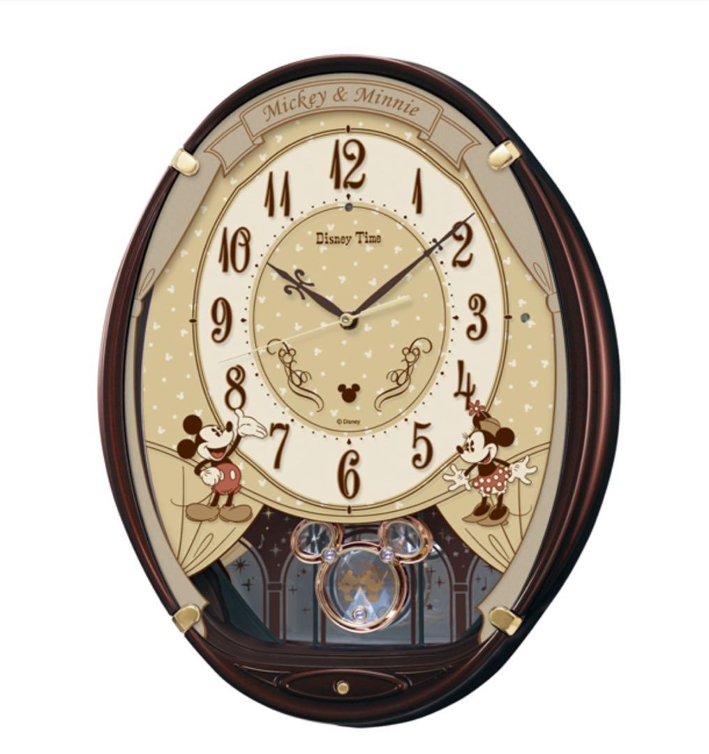 ミッキーとミニー シルエットの飾り振り子が魅力 メロディ付き掛時計 FW579B