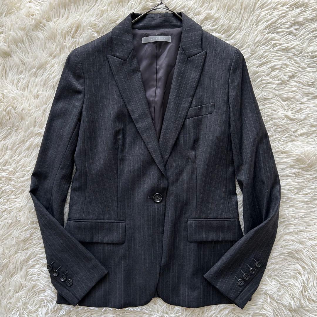 近年 セオリーリュクス パンツスーツ 最高級生地 ロロピアーナ グレー シルク混