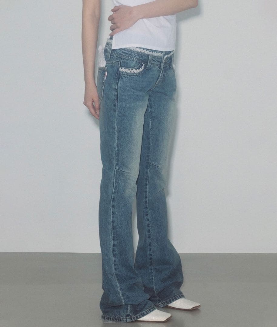 SCULPTOR ダブルウエストブーツカット デニムパンツ インディゴブルー M