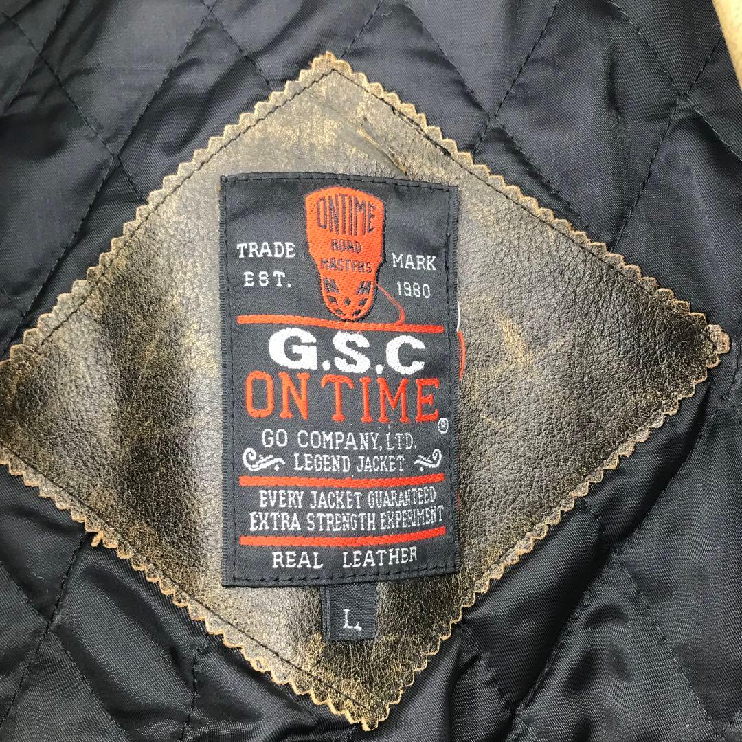 G.S.C ON TIME　レザージャケット　L　ライダース　ブラウン