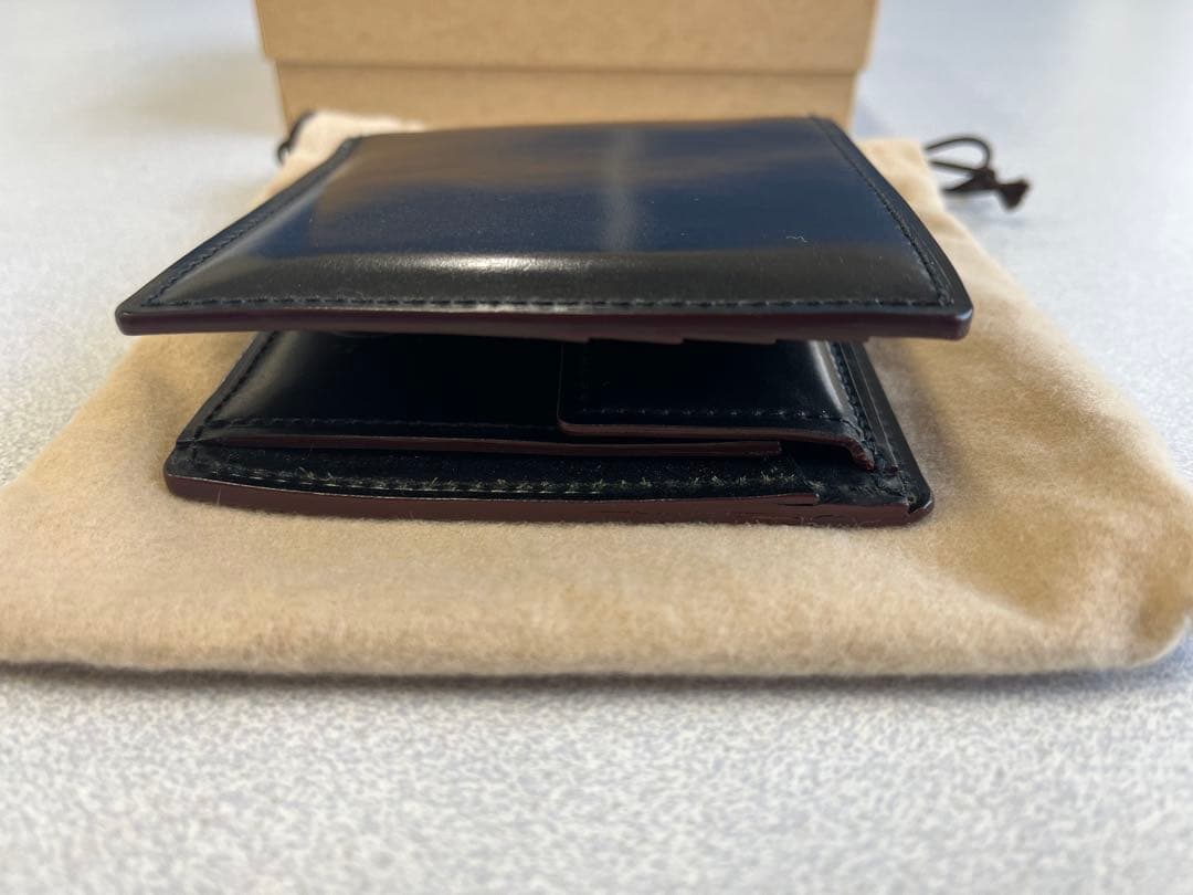 GANZO シェルコードバン 2 小銭入れ付き二つ折り財布　ブラック