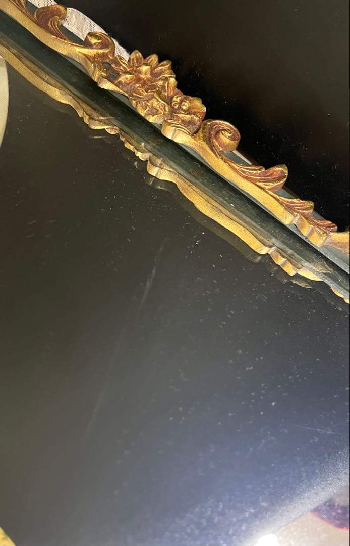 イギリス　ヴィンテージ　アイアンミラー　グリーン