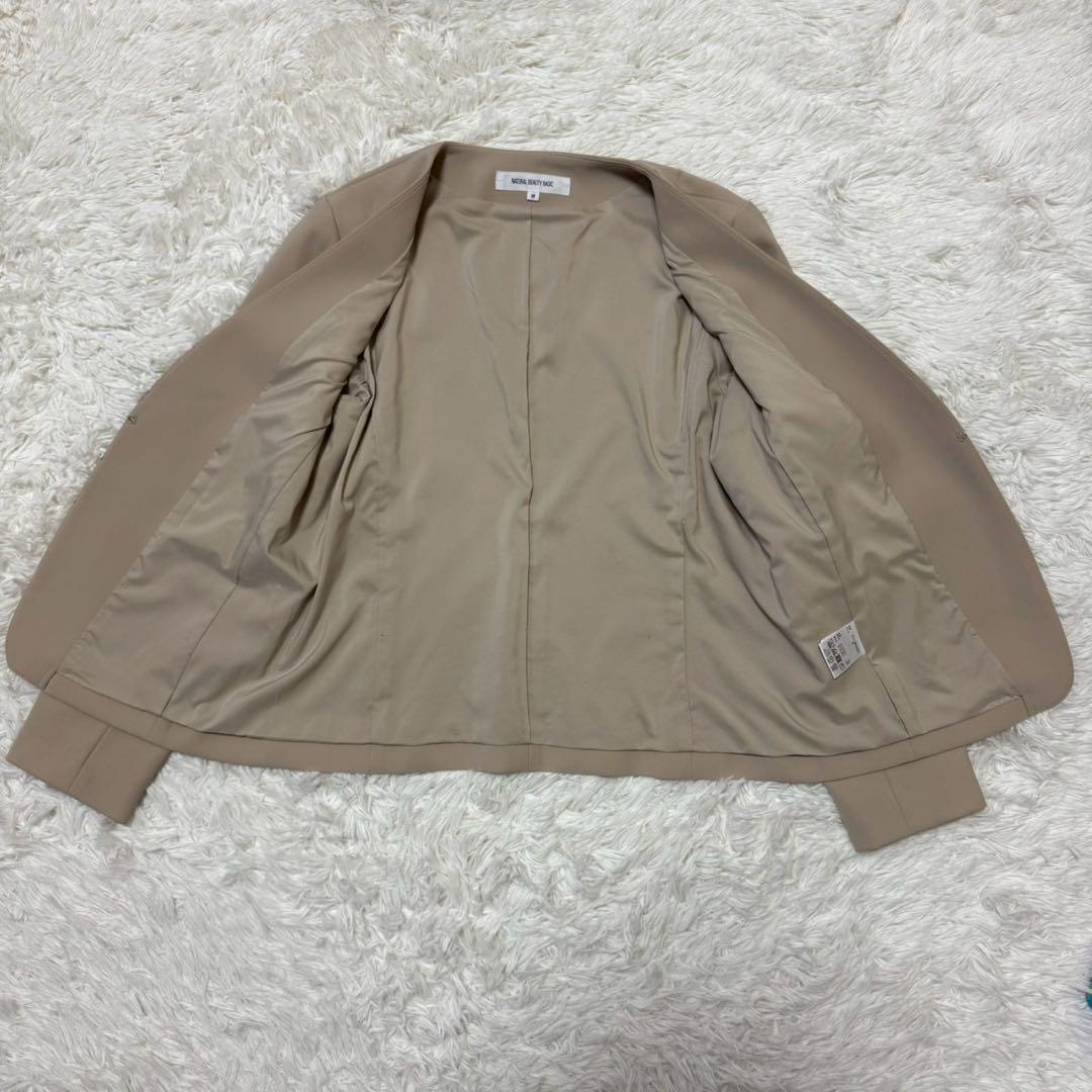 美品✨ナチュラルビューティーベーシック パンツスーツ ノーカラー ウォッシャブル