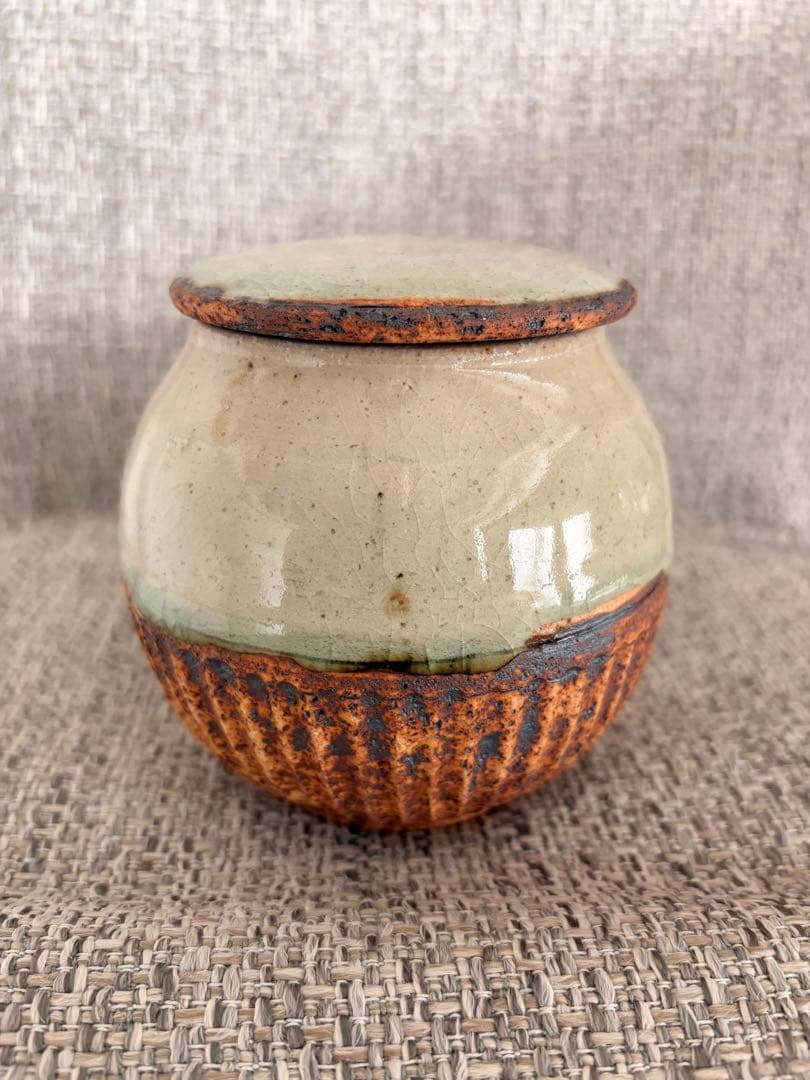 新品・未使用◆加藤祥孝さん　灰釉 しのぎ塩壺