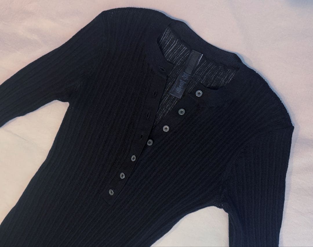 トップス SKIMS Sheer Knit Long Sleeve Henley
