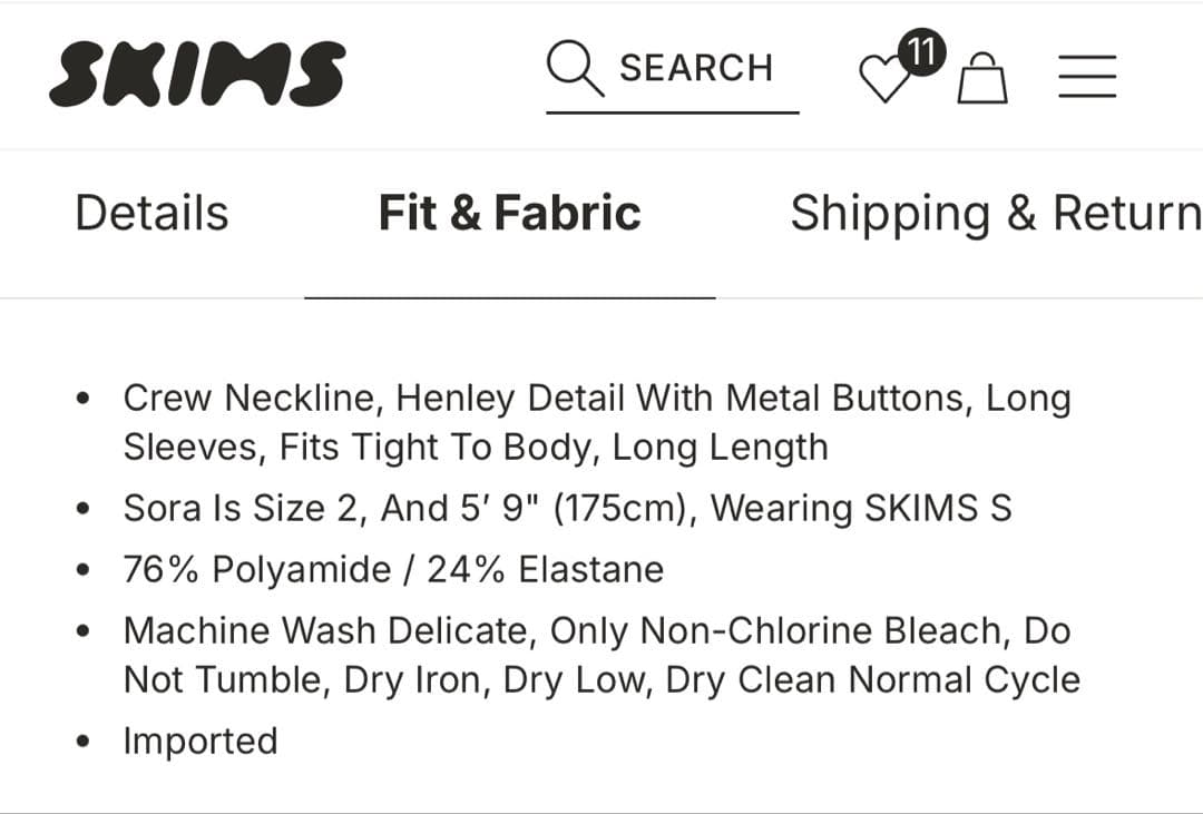 トップス SKIMS Sheer Knit Long Sleeve Henley