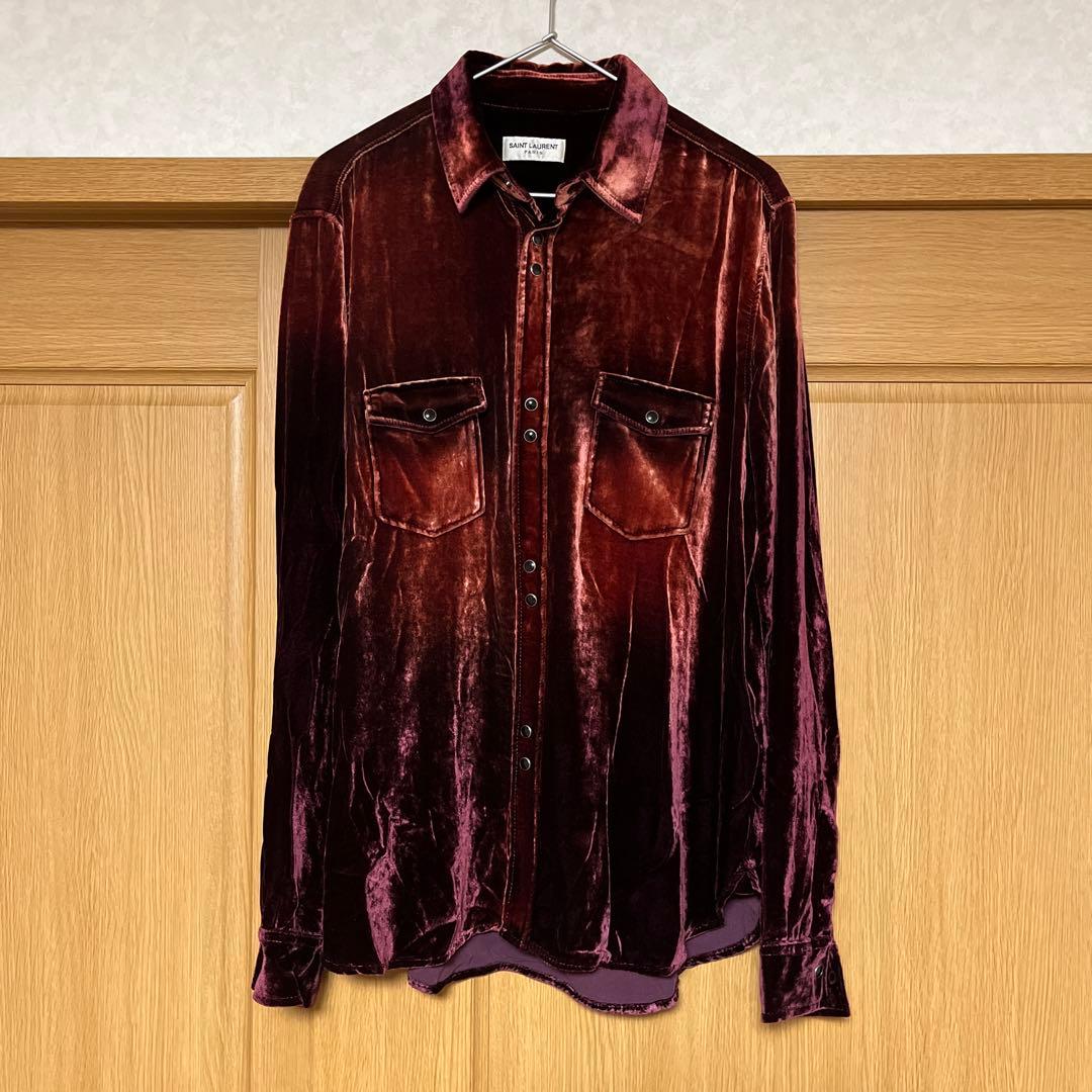 SAINT LAURENT　サンローラン　ベロアベルベットシャツ　ほぼ新品　L