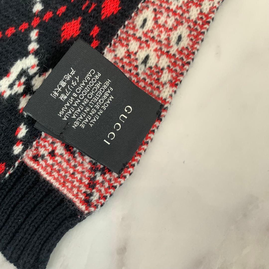GUCCI ニット　マフラー 25x180cm 幾何学模様　グッチ
