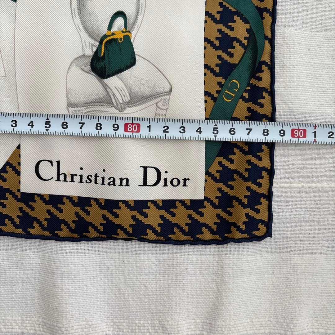 イタリア製　Christian Dior シルク　スカーフ　千鳥格子　ディオール