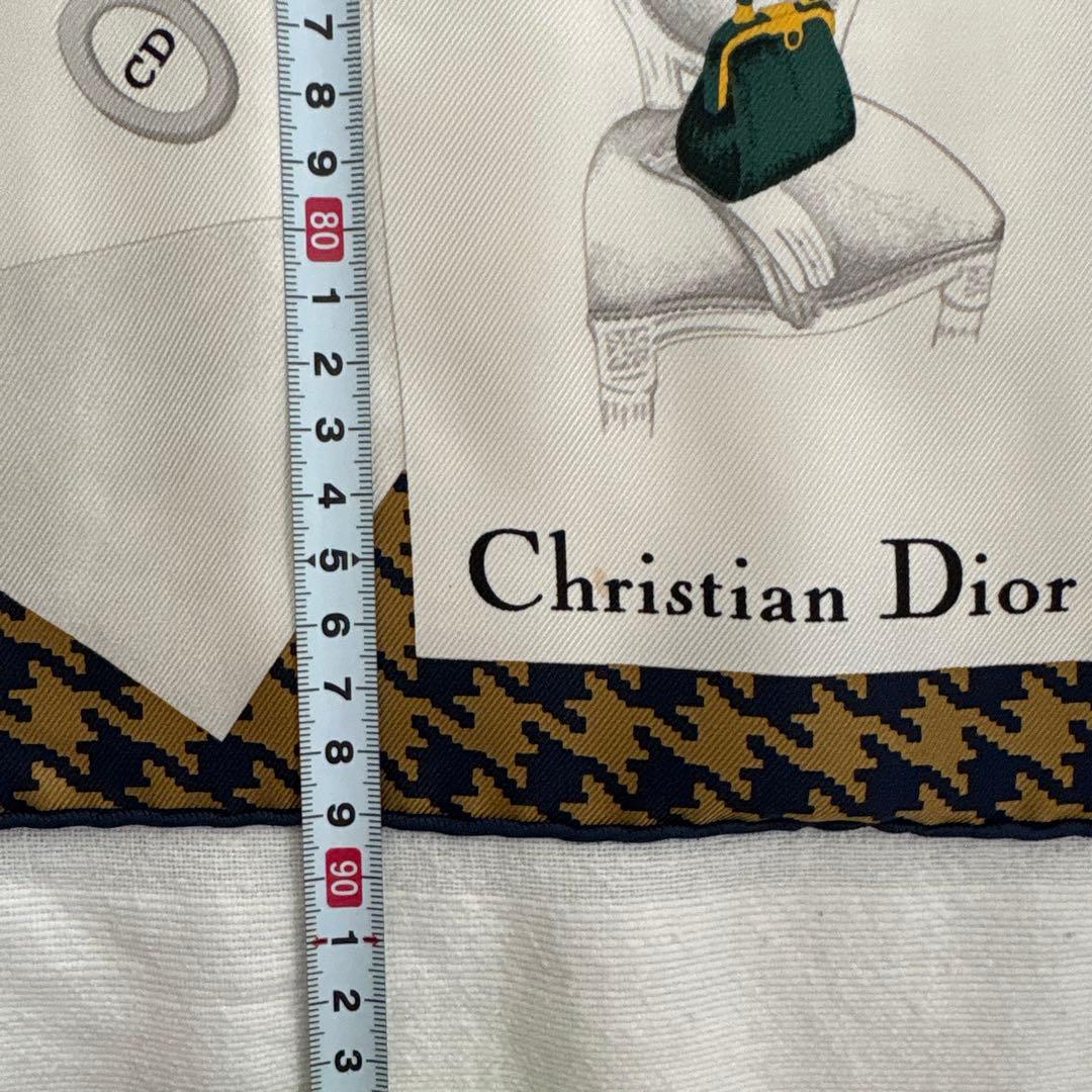 イタリア製　Christian Dior シルク　スカーフ　千鳥格子　ディオール