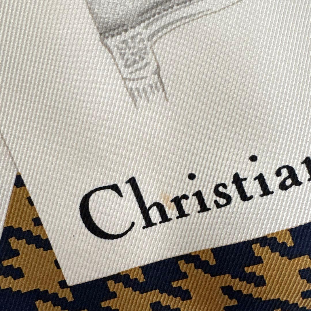 イタリア製　Christian Dior シルク　スカーフ　千鳥格子　ディオール