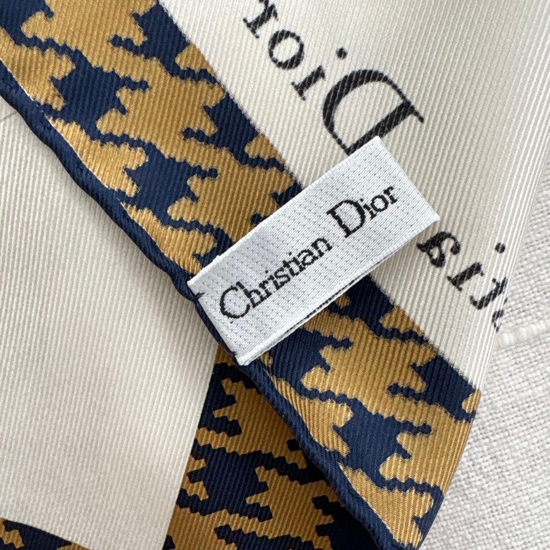 イタリア製　Christian Dior シルク　スカーフ　千鳥格子　ディオール