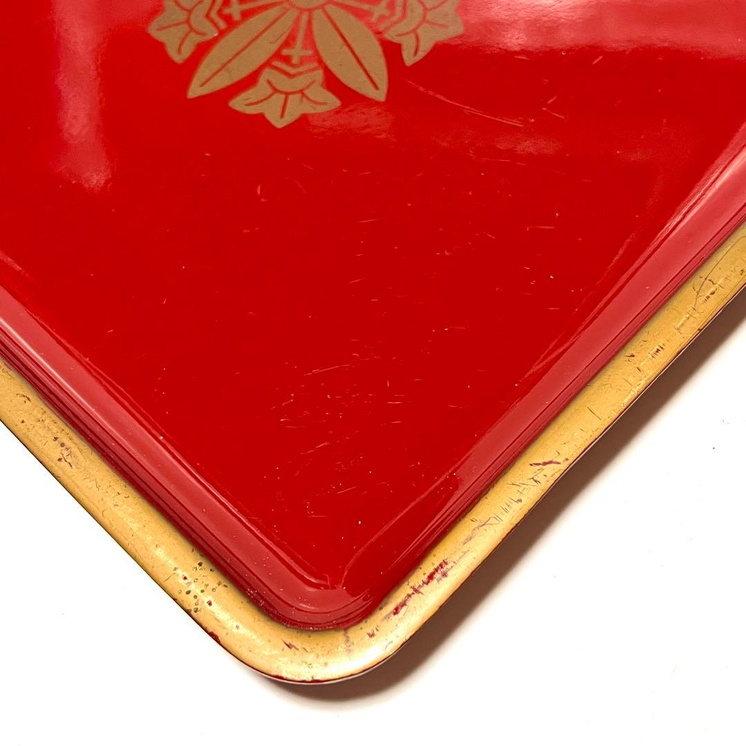 ■両山紋・茶菓盆■曹洞宗・久我竜胆・五七桐・角盆・トレー・漆器・朱色・慶事・茶道