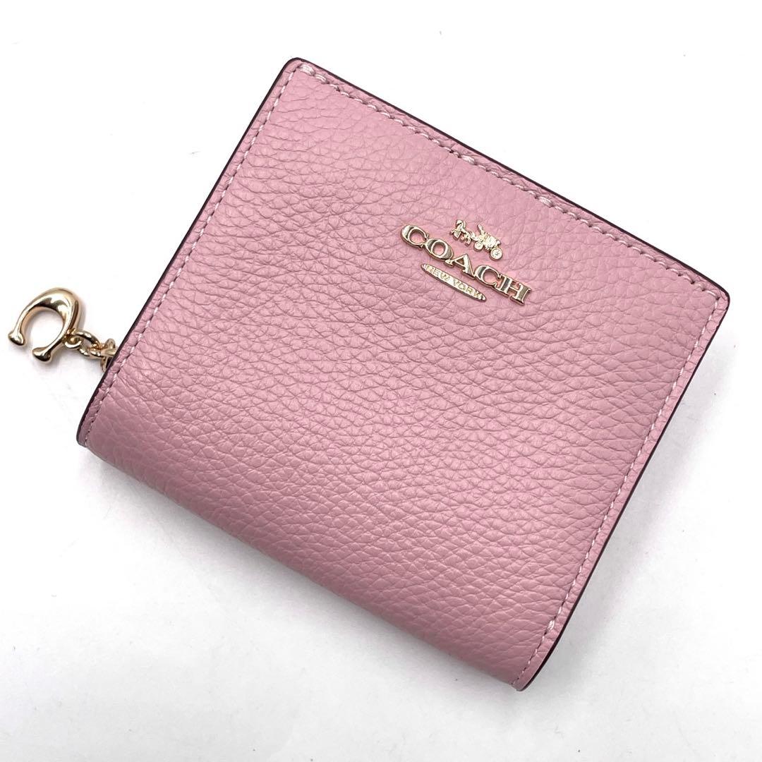 未使用級● コーチ 折り財布 二つ折り スナップウォレット ピンク レザー