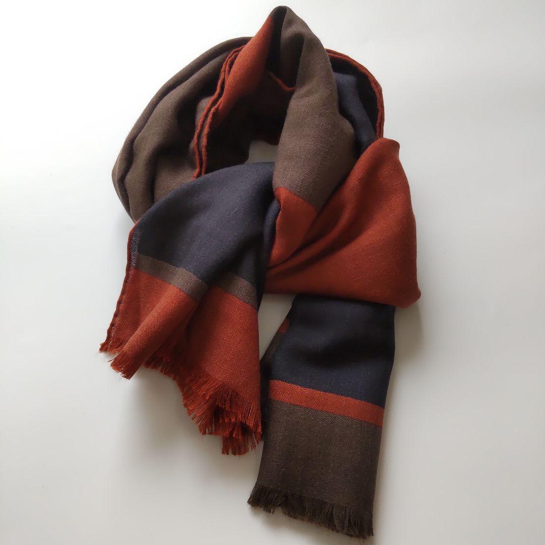 美品 21AW エルメス カシミヤ シルク Hパッサン 大判 ストール 男女兼用