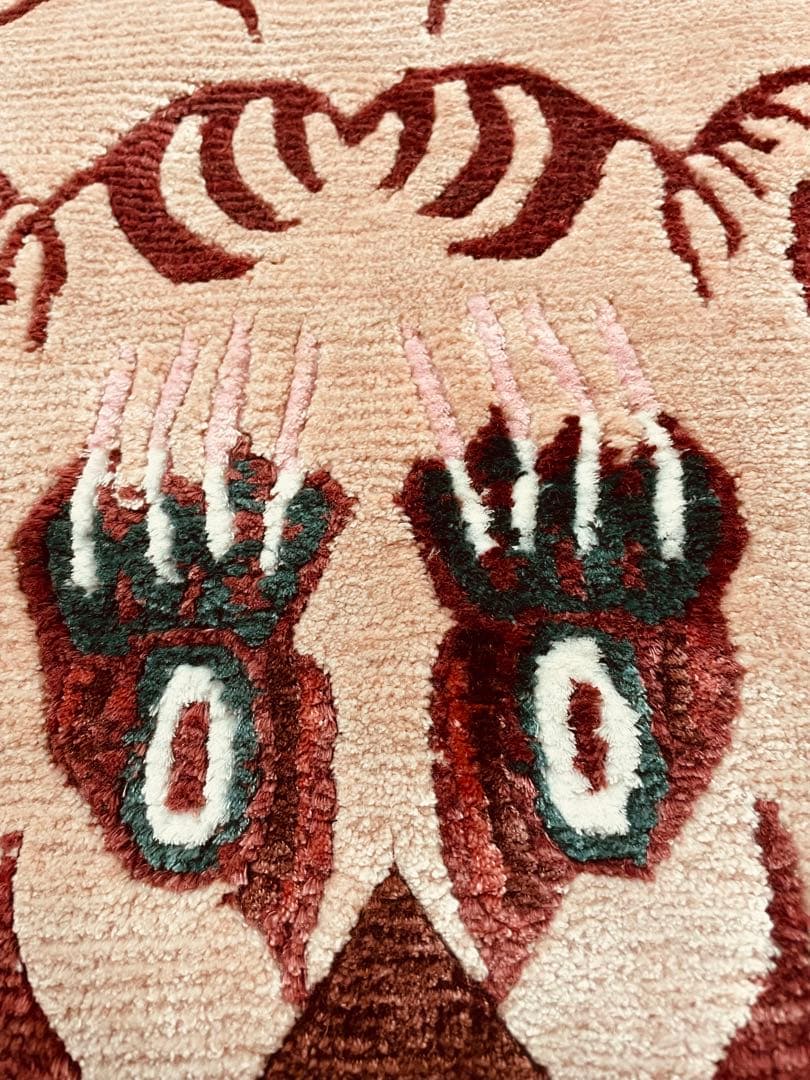 希少 シルク製 本物 チベタンタイガーラグ L146.5cm 1点物