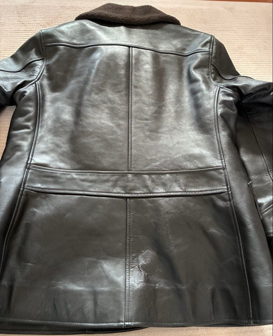 【！週末限定価格！】VICTIM ブラック レザーダブルカーコート