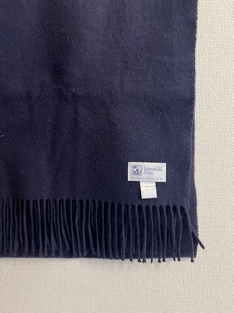 Johnstons of Elgin カシミヤマフラー ネイビー