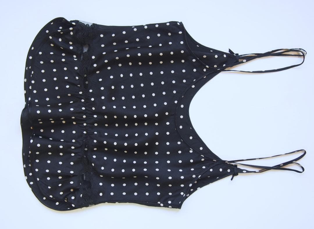 定価4万★イタリア製ラペルラ★シルク100水玉キャミソールLAPERLAレース黒