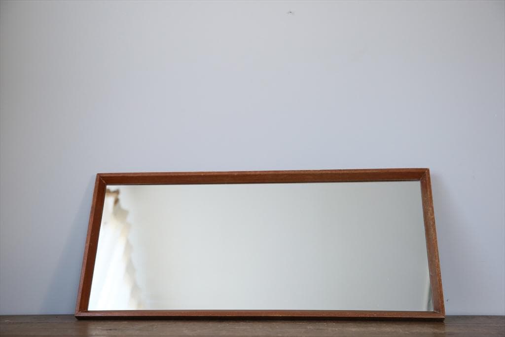 英国アンティークチーク古木ウォールミラー/木製壁掛け鏡/立鏡/姿見(91-158