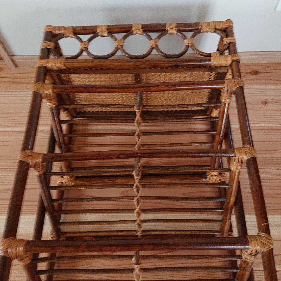 昭和レトロ 5段ラタンラック 籐家具 古家具