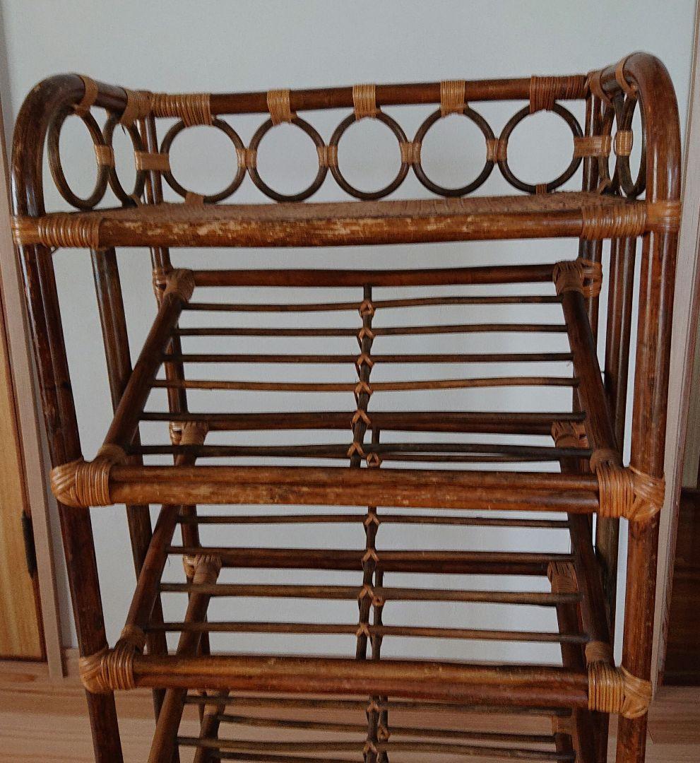 昭和レトロ 5段ラタンラック 籐家具 古家具