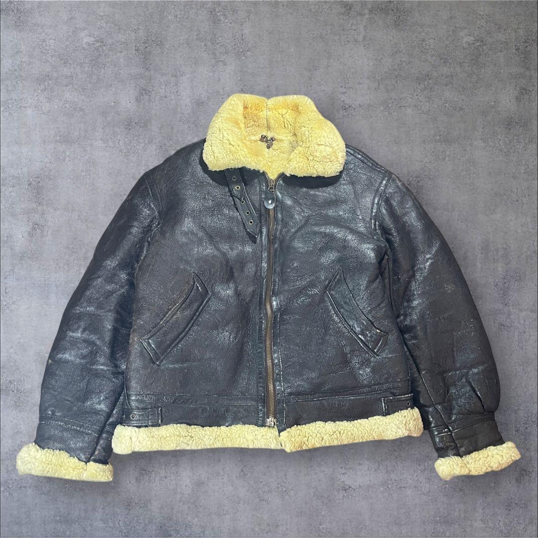 B-3型 フライトジャケット　ムートンシープスキン　ボア　レザー　M