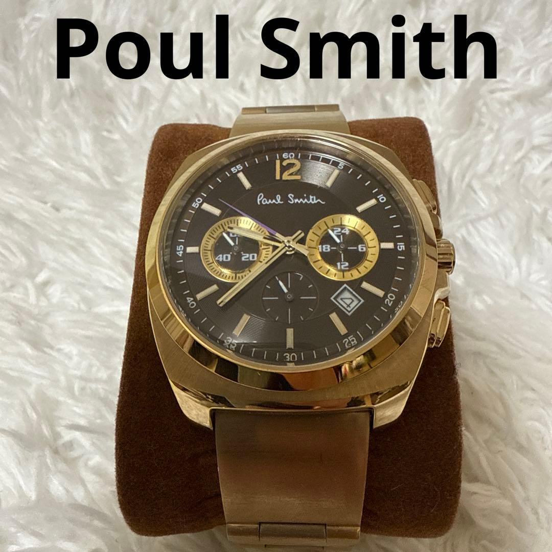 稼働品　Poul Smith ポールスミス　腕時計　クロノグラフ　ゴールド