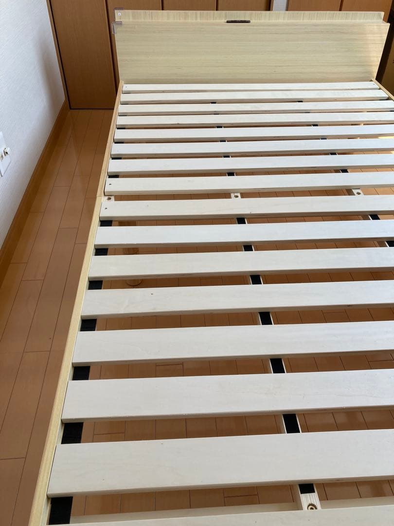 【そら】セミダブルベッド すのこ棚 コンセント付 高さ調整 天然木パイン材