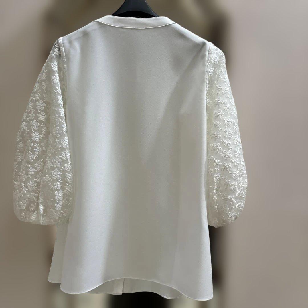 René ホワイト レース パフスリーブ シャツ