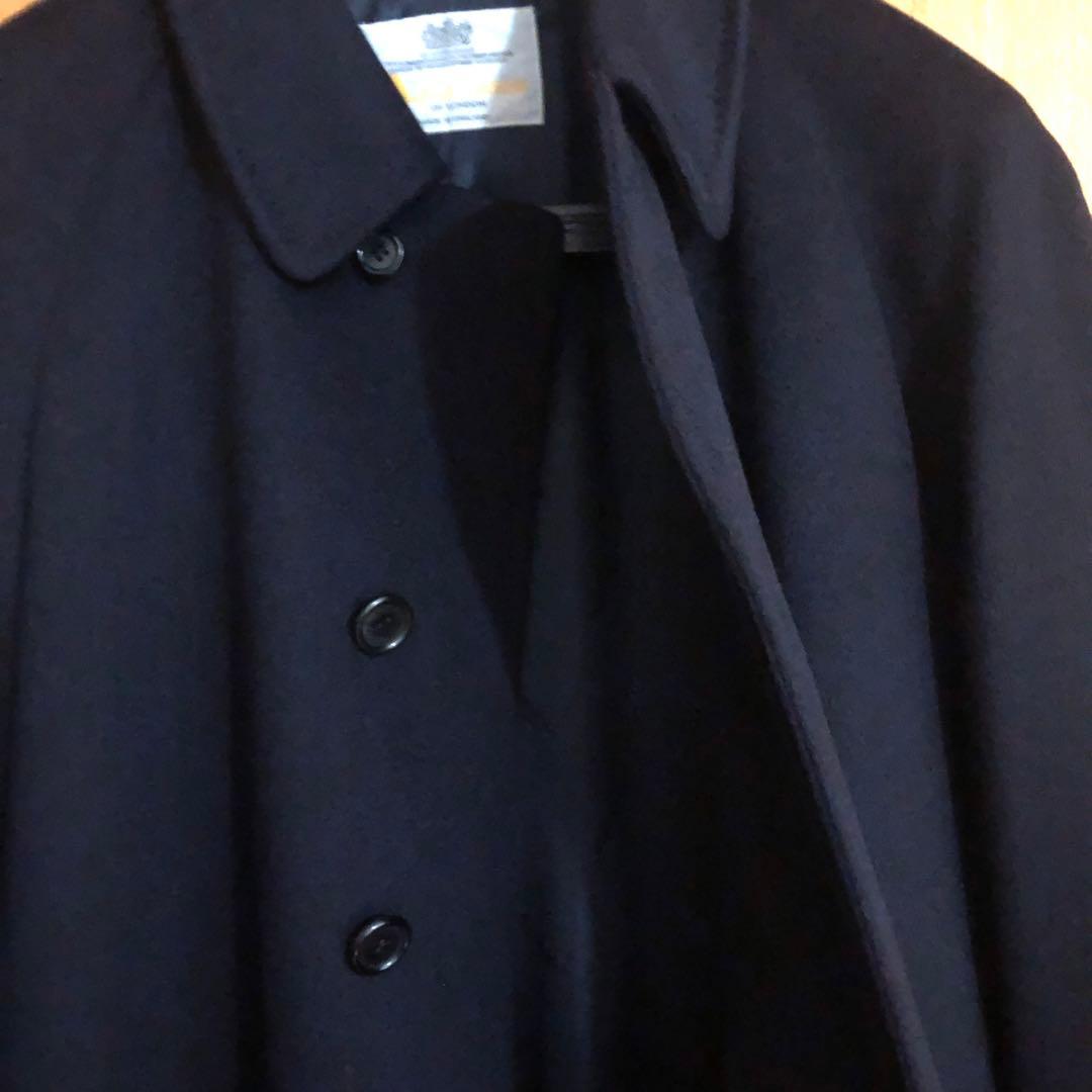 アクアスキュータムカシミヤコート　　　　ステンカラーコート　ブラック　英国製